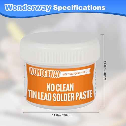 Sn63/Pb37 Solder Paste,T4 Particle, 183¡ÆC Melting, No-Clean Flux for Soldering, Supplied By Wonderway (100g)