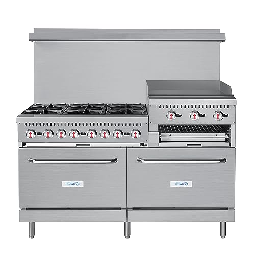 KoolMore KM-CRGB60-NG 60 in. 6 Burner Commercial Natural Gas Range with 24 in. Griddle and Broiler