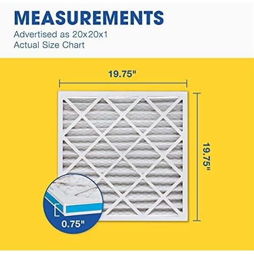 Aerostar 20x20x1 MERV 8 - 6 Count - High Efficiency Pleated HVAC, Furnace & Air Conditioner Filters - Removes Dust, Lint, Mold & Allergy-Causing Pollen