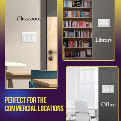 ENERLITES 3-Gang White Decorator Wall Switch & Outlet Plate Cover 5 Pack, Standard Size