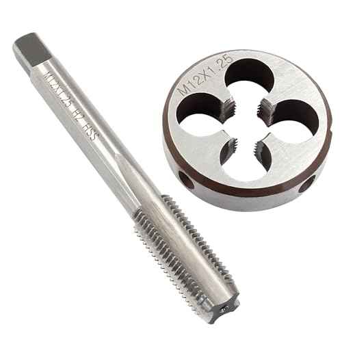 M12 x 1.25 HSS Metric Thread Tap and Die Set, Right Hand Machine Thread Tap and Round Die
