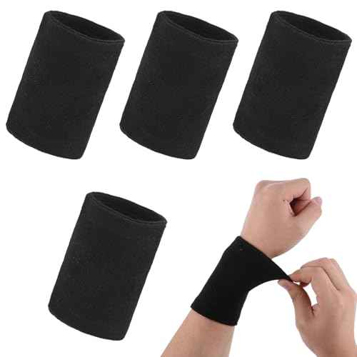 2 Pairs Wrist Compression Sleeve, Nylon Wristbands Brace for Support Wrist, Soft Elastic Sport Support Wraps for Wrist Protect, Carpal Tunnel Wraps Protector for Basketball Volleyball Golf Playing