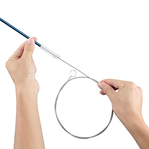 FOLUNUE 40-Inch Stainless Steel Pipe & straw Cleaner Set (1 white), 4‑Piece Long Brush Kit for Kegerator & Hose Cleaning