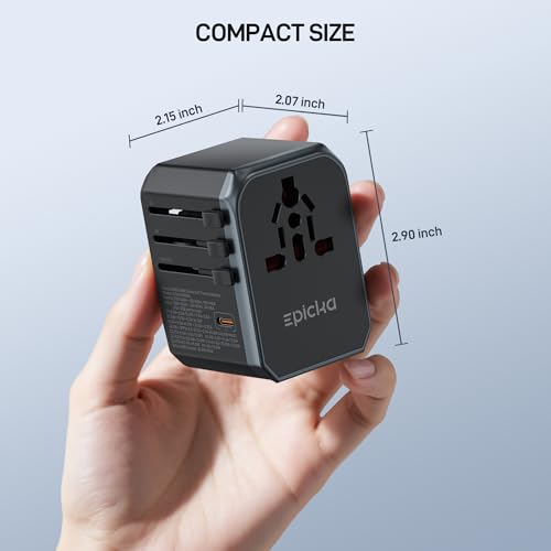 EPICKA 45W Universal Travel Adapter with 3 USB-C & 2 USB-A Ports - Black, Model 45W-5USB