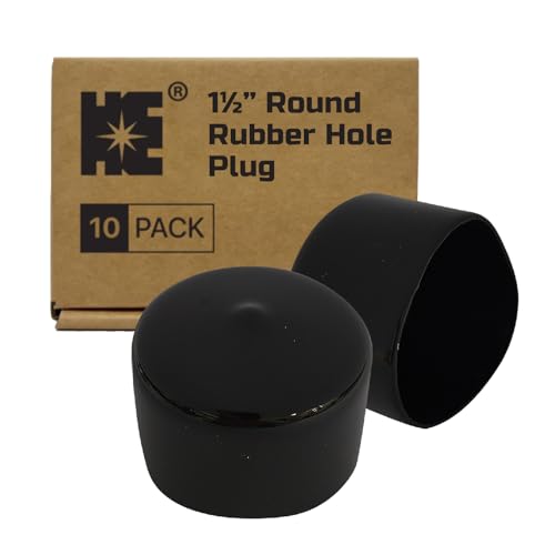HE COSMOSTAR 1.5 Inch Rubber Hole Plugs - Black End Caps for Metal Pipes, 10-Pack, Fit 1.50-1.56 Inch