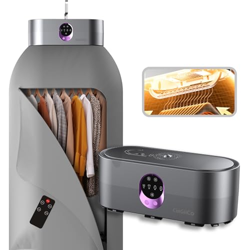 CinGiiCo Grey Portable Clothes Dryer with Remote, 12 Items Capacity, Energy Saving, Low Noise