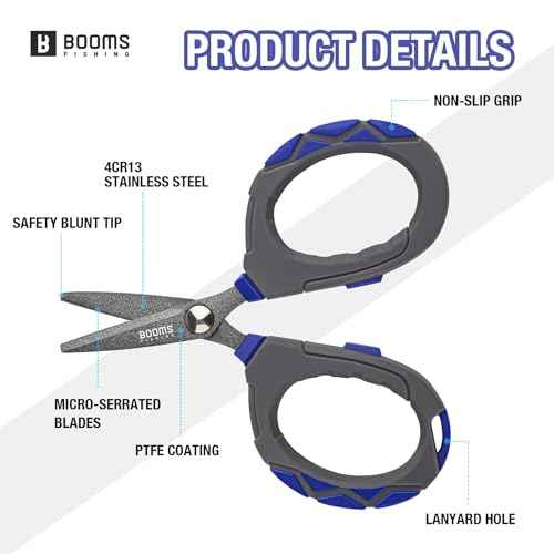 Booms Fishing Braided Line Scissors: Micro-Serrated Stainless Steel Blades Line Cutter - XW01 4.1" Fishing Serrated Shears