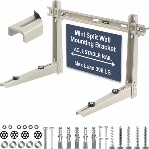 Heavy Duty Mini Split Wall Mount Bracket 396lb for 7000-12000 BTU AC, Outdoor Support, Adjustable Leveling, Rust-Resistant