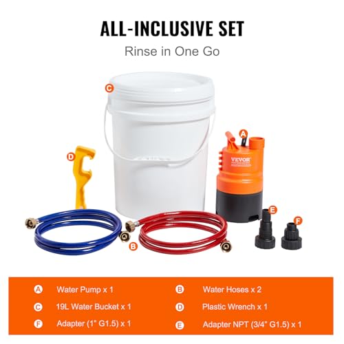 VEVOR 3.7 Gallon Tankless Water Heater Flushing Kit with Pump, Hoses & Accessories