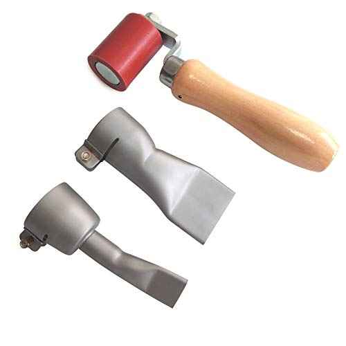 Single Ply Roofing Heavy Duty 45mm Silicone Seam Roller with Heat Gun 40mm Flat Weld Nozzle and 20mm Slot Weld Tip for Triac Hand Held Plastic Welder, Hot Air Welding Gun