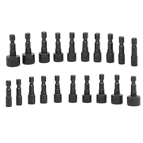 NEIKO 10068A Nut Driver Set, For Impact Drill and Driver, 20 Piece, 1/4¡± Hex Small Nut Driver Bit Set, Metric and Standard, 4-12 mm & 5/32¡±-1/2¡±, CR-V Steel, Nutsetter Driver Bits