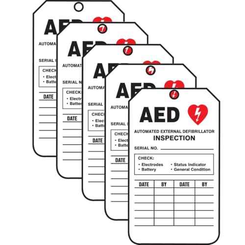 Accuform TRS345CTM PF-Cardstock Inspection & Status Record Tag, Legend "AED AUTOMATED External", 5.75" Length x 3.25" Width x 0.010" Thickness, Red/Black on White (Pack of 5)