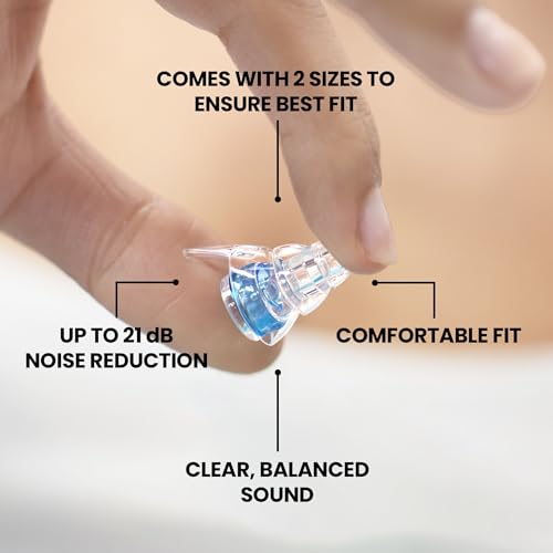 Eargasm High Fidelity Blue Earplugs for Concerts & Music Festivals - Reusable Noise Reduction