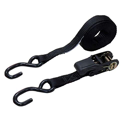 Black 1-Inch x 15ft Ratchet Tie Down Straps for Cargo, 12-Pack