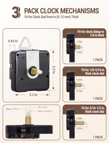 3 Pack Quartz Clock Movement Kit with Small Hands for DIY Repair