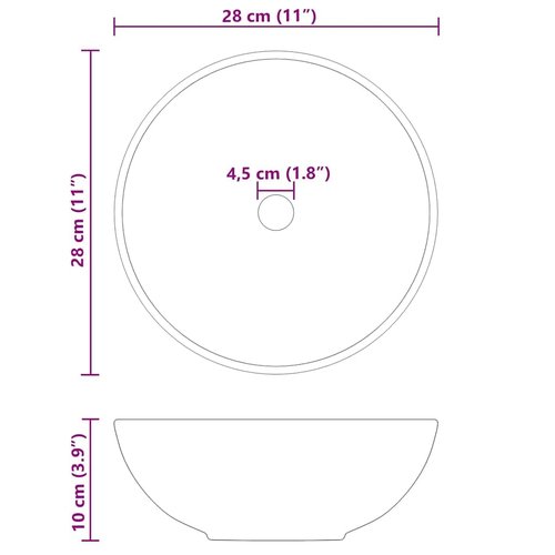 vidaXL Wash Basin Gloss Black Ø11.0x3.9 Ceramic