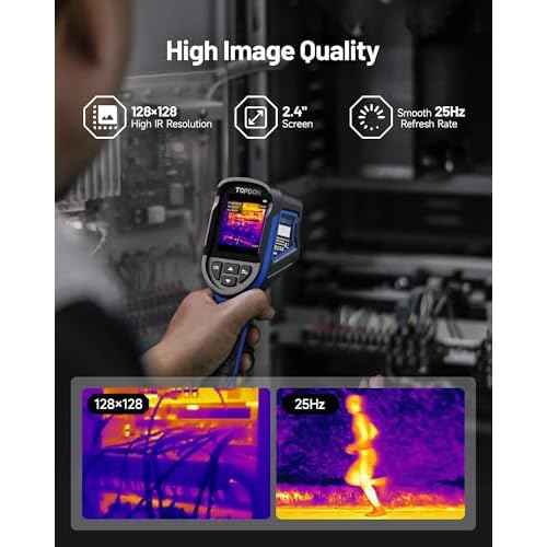 TOPDON TC004 Mini Handheld Thermal Imaging Camera, 240 x 240 TISR Resolution, -4¡ÆF to 842¡ÆF, 15-Hour Battery Life, 128 x 128 IR Resolution, 25Hz Infrared Camera, High/Low Temp Alerts, Auto Shutdown
