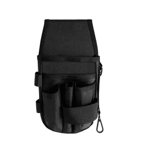 KENOBE 5-Pockets Tool Pouch, Black Tool Pouch Organization, Heavy-Duty Electrician Tool Pouches for Electrician, Carpenter, Construction, Technician, Side Belt Pouch, Small Electrician Holster
