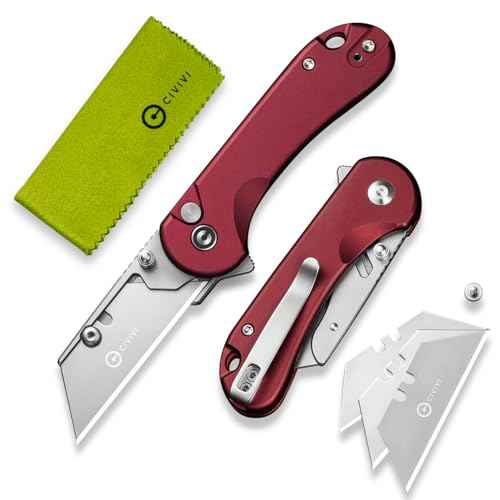 CIVIVI Folding Utility Knife Box Cutter, Elementum Utility Pocket Edc Knife with 3Pcs Extra Razor Blades, Three Ways to Open, Ideal Gifts for Men Women C23039B-5