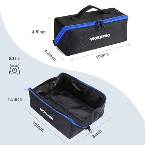 WORKPRO Tool Bag with Zipper, 10" Utility Wide Mouth Heavy Duty Tool Storage Bag, Multipurpose Zipper Tool Pouch Tote Bag for Organizer 3-pack
