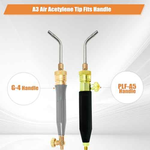 0386-0101 A-3 3/16" Air Acetylene Tip for Torch G-4 or PLF-A5 Handles, Soft Solder 1/4" to 1", Silver Braze 1/8" to 1/2", Manual Lighting, Quick Connect, Removable Orifice Screw