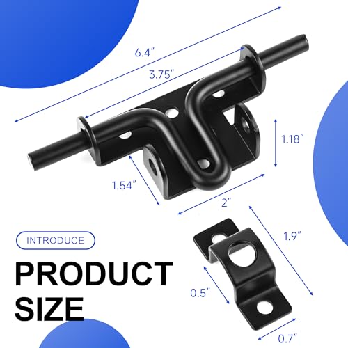 1 Pack Heavy Duty Slide Bolt Gate Latch, Bi-Directional Fence Lock, Rust-Resistant Steel