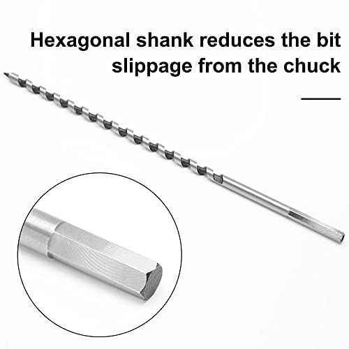 1/4 Inch Diameter Wood Auger Drill Bit, 9 Inch (23cm) Length Ship Auger Bit Wood Hole Cutter for Hardwood, Softwood - 2 Pack