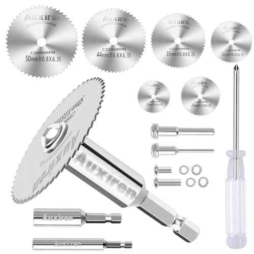11 PCS Rotary Drill Saw Blades: 6 PCS Mini Circular Saw Blades with 2 PCS 1/4" Hex Shank, 1/8" & 1/4" Round Shanks+ Screwdriver, HSS Small Cutting Discs for Drills Rotary Tools, Inside PVC Pipe Cutter