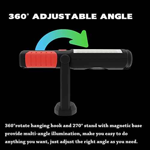 Wolfteeth 36+5 LED Torch Inspection Lamp Camping Light,Hands-Free Garage Workshop Flashlight for Auto,Emergencies with Adjusting Stand, Hanging Hook and Magnet Base