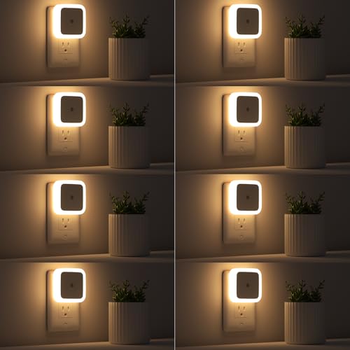 Sujeet Warm White Night Light Pack of 8 Plug-in Wall Night Lamps Dusk to Dawn LED