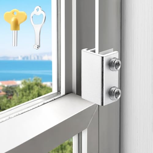 HYIEOU Silver Sliding Window Locks with Key - 2 Sets for Horizontal & Vertical Windows