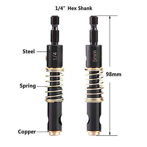 Yakamoz 2Pcs 1/4-Inch Hex Shank Center Drill Bit Set Door Window Cabinet Self Centering Hinge Tapper Core Hole Openning Puncher Bits Woodworking Tools 5mm 1/4''