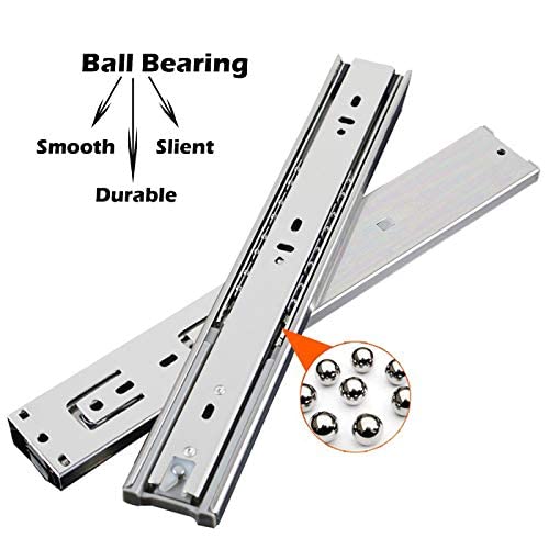 Gobrico Drawer Hardware 16-inch Hydraulic Soft Self Close Drawer Slides Full Extension Ball Bearing Drawer Runners 3Folds 100 lb. 1Pair