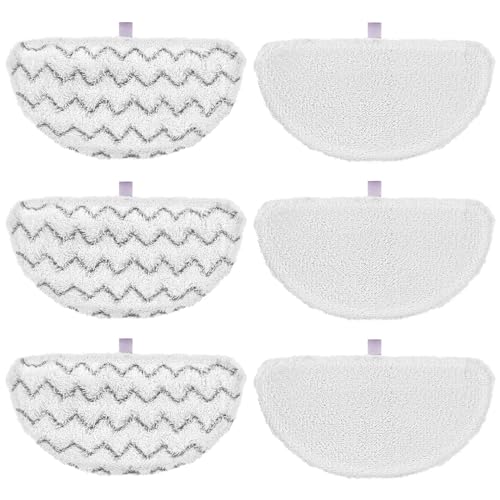 6 Pack 1940/1806 Mop Pads for Bissell PowerFresh Steam Mops — 3 Soft Microfiber + 3 Scrubbing