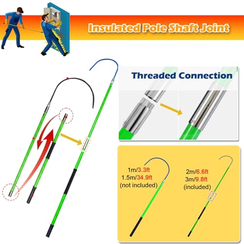 High Voltage Insulated Rescue Hook Commercial, Non-Conductive Electrical Safety Life-Saving Pole Stick, Body Pull Stick, Safety & Defense Tools for Emergency Care(4.9ft/1.5m)
