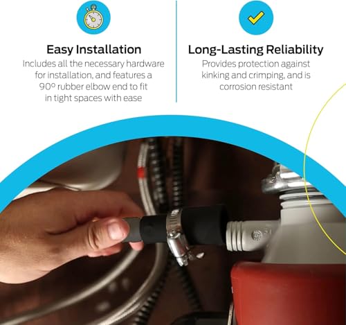 Eastman 8 ft Universal Dishwasher Drain Hose with 5/8/7/8/1 in. OD Fittings, 90° Rubber Elbow