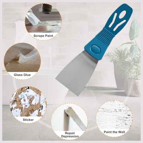 Silicone Caulking Tool Kit, Caulk Remover Tool, Putty Knife Scraper, 3 Glass Glue Corner Scrapers, Grout Removal Tool with Stainless Steel Head for Kitchen Bathroom and Window