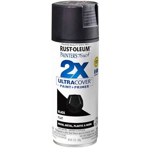 Rust-Oleum 334020 Painter's Touch 2X Ultra Cover Spray Paint, 12 oz, Flat Black