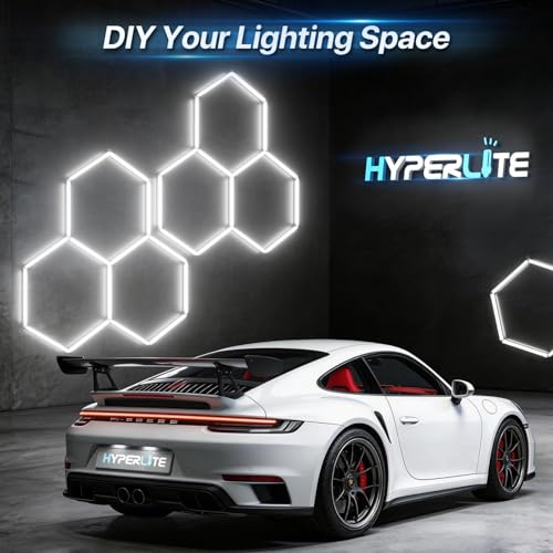 HYPERLITE Gen II Hexagon Garage Lights 168W 16800LM 5 Grids, Ultra Bright 6500K