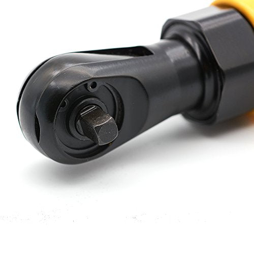 BORNTUN 1/4 Inch Mini Air Ratchet Wrench Pneumatic Torque Spanner Industrial Yellow