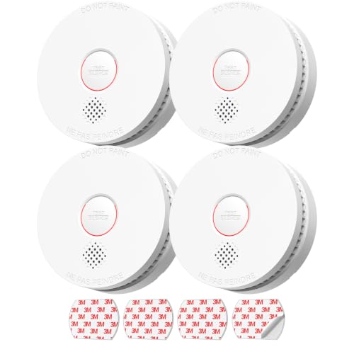 SITERLINK 4-Pack Smoke Detectors with 9V Replaceable Batteries - GS509A, Includes New Batteries