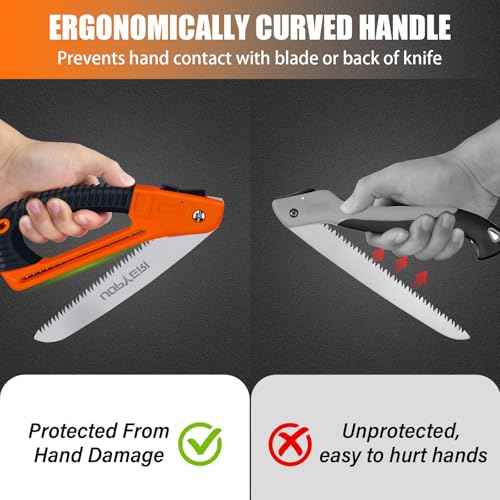 Folding Hand Saw, 8 Inch Heavy Duty High Carbon Steel Blade for Smooth Cutting, Camping, Gardening, Tree Pruning, Wood Cutting, Compact Design with Non-Slip Ergonomic Handle for Outdoor Use