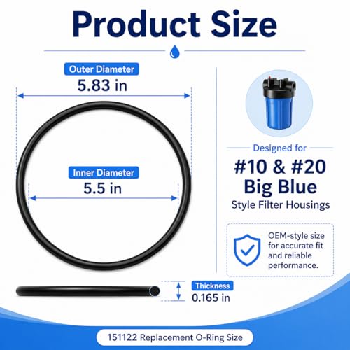 8 Pack 151122 O-Ring Replacement for Pentair Big Blue Housings #10 & #20