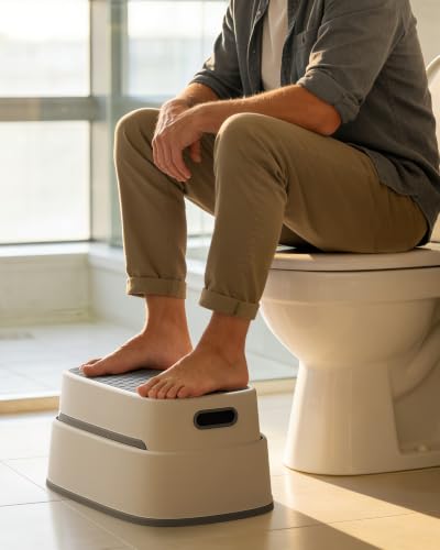 MR.SIGA Toilet Stool Squat Bathroom Foot Rest - Off-White & Dark Gray