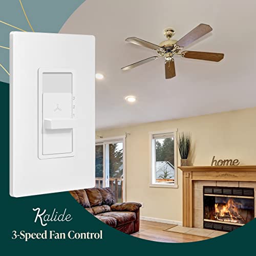 TOPGREENER Kalide 3-Speed Fan Wall Switch White, 1 Pack (Single-Pole)