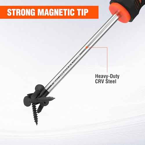 ValueMax 6-Piece Magnetic Screwdriver Set, 3 Phillips and 3 Flat Tip Screwdrivers, Non-slip Handle Screw Driver Set Kit