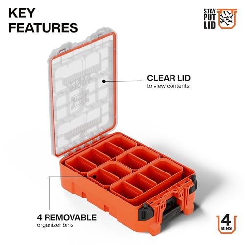 Klein Tools MODbox Tall Component Box Half Width with 4 Removable Bins | 10 Compartments