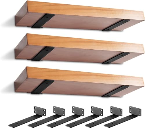 MIUGO 6 Pack Heavy Duty Metal Shelf Brackets 6-inch Black - Concealed Mounting