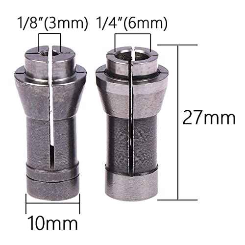 4 Pack Die Grinder Collet Grinding Machine Clamping Collet,2 Pack 3mm and 2 Pack 6mm Die Grinder Collet Grinding Machine Clamping Collet Adapter 1/4" and 1/8" Arbors Shanks