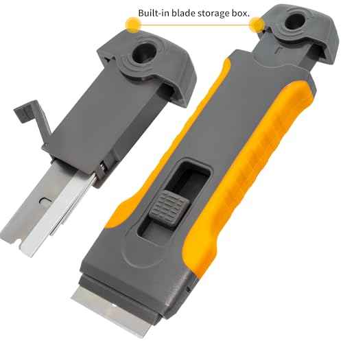 Razor Blade Scraper Tool with 15pcs Extra Blades, Cleaning Razor Scraper for Glass, Glass Top Stove Scraper for Oven Door, Cooktop Scraper, Glass Scraper Cleaning Paint from Glass (Gray)